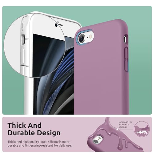 SURPHY Designed for iPhone SE Case, iPhone 8 Case, iPhone 7 Case, Liquid Silicone Phone Case for iPhone se 3rd 2nd SE 2022 SE 2020, Lilac Purple - color: Lilac Purple