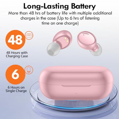 Lanteso True Wireless Earbuds Bluetooth 5.4, in Ear Headphones - color: Pink