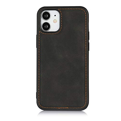 iCoverCase for iPhone 12 Mini Wallet Case with Card Holder and Wrist Strap, PU Leather Kickstand Card Slots Zipper Pocket Magnetic [Detachable] Flip Cover Case 5.4 Inch (Black) - color: Black