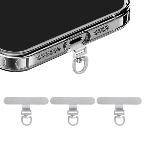 Yojaro 360° Rotating Stainless Steel Phone Tether Tab (3-Pack) - Universal for iPhone & Other Phones (Fits Wristbands/Necklaces/Crossbody Straps) - color: Silvery