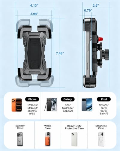 Motorcycle Phone Mount Vibration Dampener, Bike Phone Holder With Handlebar - color: Clamp Base