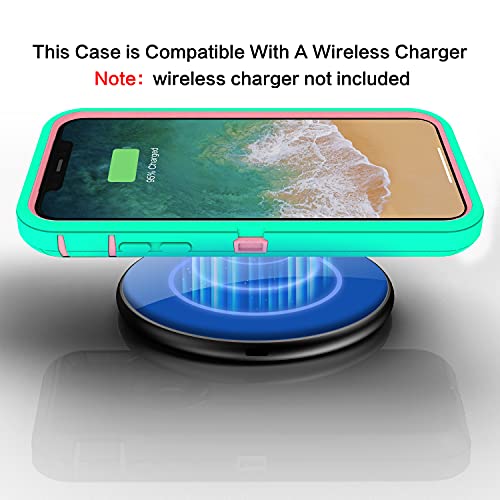 MXX Compatible with iPhone Xr Case, 3-Layer Super Protective Full Heavy Duty Body Tough Rugged Bumper Cover, Shock & Dust Proof, Designed for Apple Xr Phone Case 6.1" - color: Aqua/Light Pink