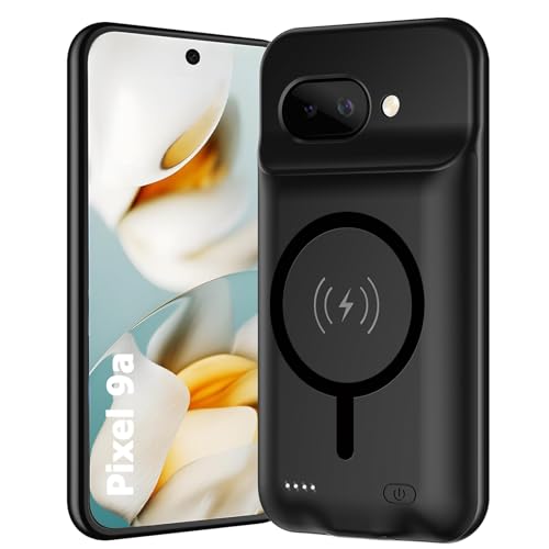 Battery Case for Google Pixel 9a, Upgraded 10000mAh Portable Protective Charging Case with Wireless Charging Compatible for Google Pixel 9a (6.3 inch) Battery Pack Charger Case with Carplay (Black) - size: Google Pixel 9a -10000mAh