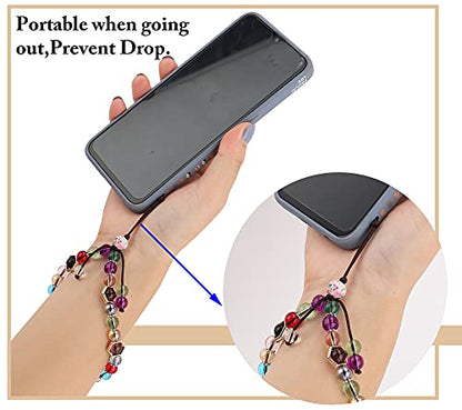 Cell Phone Lanyard Strap Bling Crystal Beads Hand Wrist Lanyard - color: 17cm Multicolor