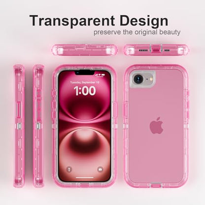 Follaroma for iPhone 17e/iPhone 16e Case, Heavy Duty Shockproof Protection Phone Cases, Anti-Drop, Dual Layer Transparent Protective Cover Compatible with iPhone 17e/iPhone 16e, 6.1'', Crystal Pink - color: Pink, size: iPhone 17e/iPhone 16e 6.1''