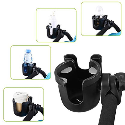 Accmor Stroller Cup Holder with Phone Holder, Bike Cup Holder, Universal Cup Holder for Uppababy Nuna Strollers, 2-in-1 Drinks Holder for Walker, Wheelchair, Scooter - color: All Black