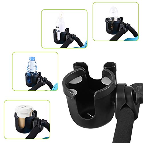 Accmor Stroller Cup Holder with Phone Holder, Bike Cup Holder, Universal Cup Holder for Uppababy Nuna Strollers, 2-in-1 Drinks Holder for Walker, Wheelchair, Scooter - color: All Black