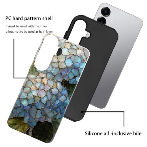 Compatible with Samsung Galaxy S25 Plus Case,Glossy Case All-Round Protection Shockproof Anti-Scratches TPU Cover,Cases for Man Woman-Hydrangeas Bush Stained Glass - color: Hydrangeas Bush Stained Glass, size: Galaxy S25 Plus
