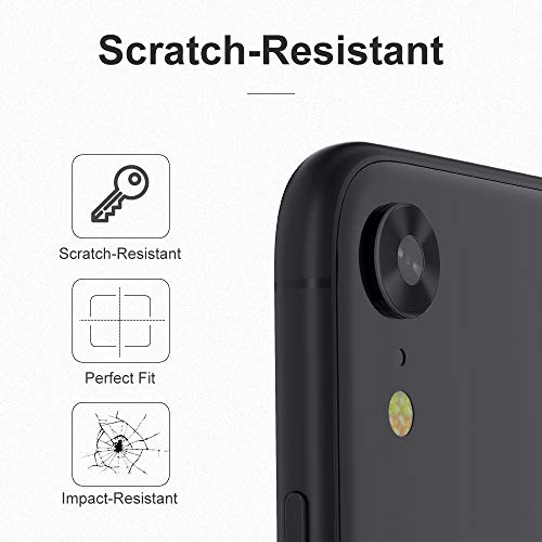 For iPhone XR Camera Lens Protector - [2 Pack] Premium Aluminum Alloy Back Rear Camera Lens Screen Cover Case Shield - Black - color: Black-iPhone XR