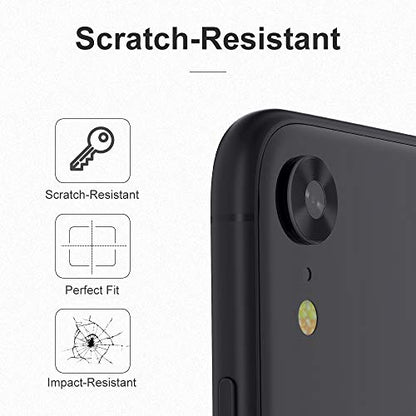 For iPhone XR Camera Lens Protector - [2 Pack] Premium Aluminum Alloy Back Rear Camera Lens Screen Cover Case Shield - Black - color: Black-iPhone XR