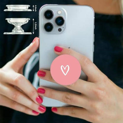 6 Pack Cellphone Phone Grip and Smartphones Stand, Collapsible Cell Phone Expanding Holder for Phone - Pink Black Purple Heart White, LJ002