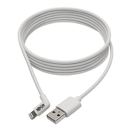 TRIPP LITE Right-Angle Lightning to USB Sync Charging Cable for iPhone iPad Apple White MFI Certified 3' (M100-003-LRA-WH)