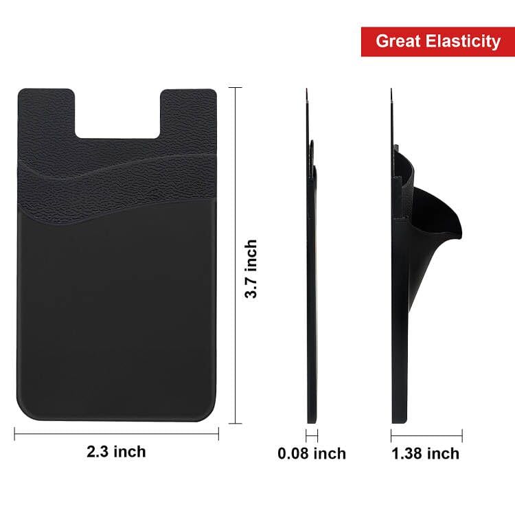 Senose 5 Pack Phone Wallet, Card Holder Back of Phone Stick On Pocket Credit ID Card Sleeve, Strong Adhesive Sticker Cellphone Wallet Compatible for iPhone, Android & Most Smartphones - color: Black*5