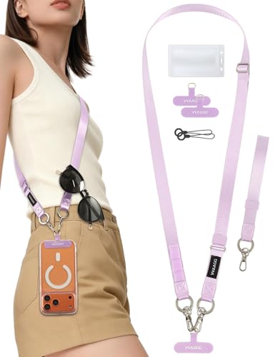 VVAAGG Cell Phone Lanyard for iPhone: Adjustable Phone Strap Crossbody Neck and Wrist Strap Anti-Theft Lanyard Travel Essential Compatible for iPhone Android Smartphones Purple - color: Purple