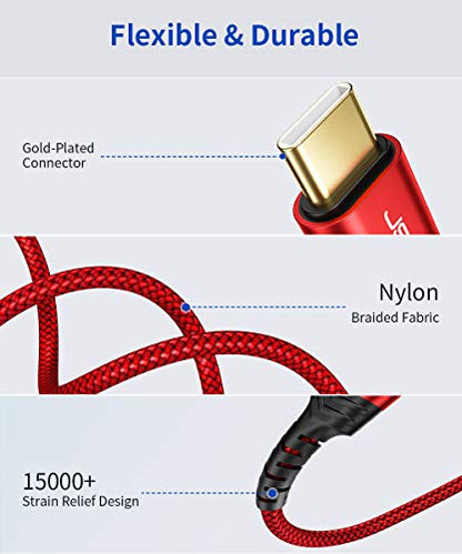 JSAUX USB B to USB C Cable 10ft, Printer Cable USB C for MIDI Keyboard - color: Red, size: 10 ft