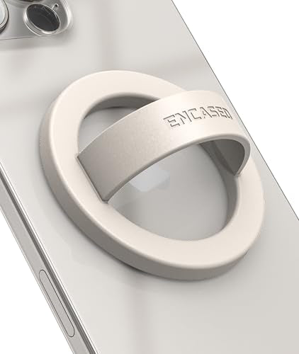 Encased Magnetic Phone Grip Holder (Compatible with MagSafe) Thin Silicone Finger Loop Ring for iPhone (Ivory) - color: Ivory
