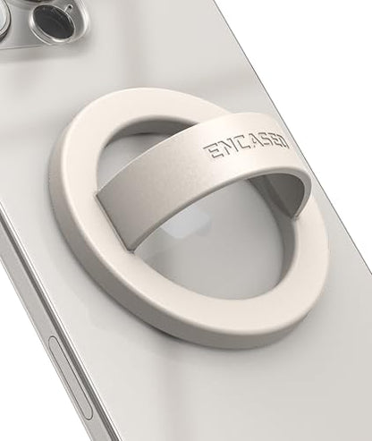 Encased Magnetic Phone Grip Holder (Compatible with MagSafe) Thin Silicone Finger Loop Ring for iPhone (Ivory) - color: Ivory