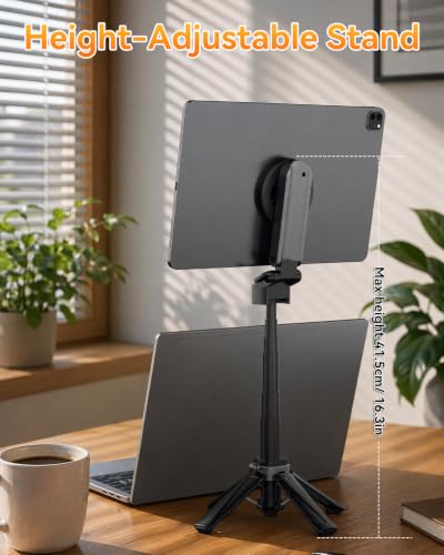 Portable Travel Monitor Stand, Magnetic Height Adjustable Tripod Mount, Mini Pocket Size Foldable Screen Holder for 4.7-18.5" Monitors/Tablets/Smartphones & iPad