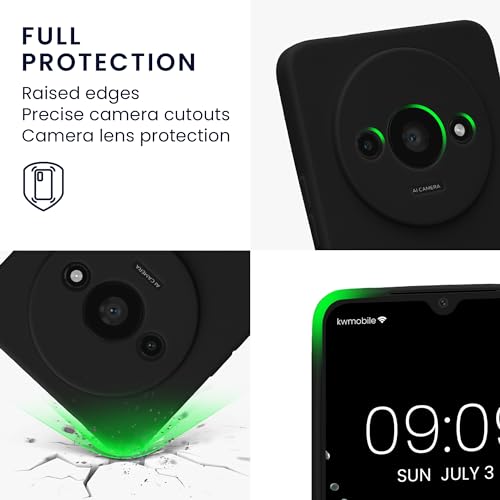 kwmobile Case Compatible with Xiaomi Redmi A3 Case - Protective Slim TPU Phone Cover - Soft Matte Finish - Black - color: black
