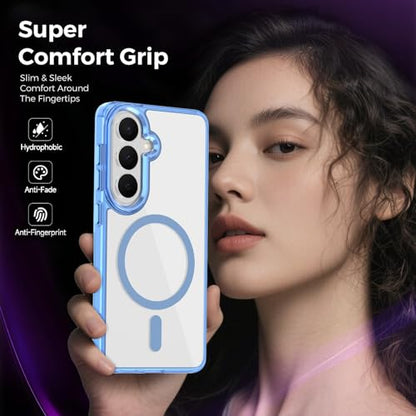Lunivop for Samsung Galaxy s26 Case Hard [Compatible with Magsafe Wireless Charging] Yellowing Resistant Magnetic Cover Clear para S 26 6.3 '' 5G 2026 Rugged Best Phone Cases Light Blue - color: Light Blue, size: Compatible with Samsung Galaxy S26