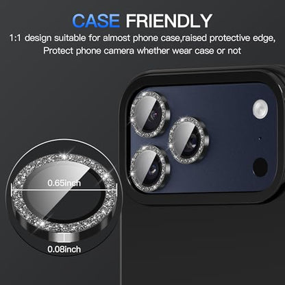 Suoman for iPhone 17 Pro/Pro Max Camera Lens Protector-Black - color: Glitter-Black