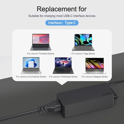 Dzytnsy 65W USB C Laptop Charger Compatible with Lenovo Yoga/Thinkbook/Chromebook/IdeaPad/Thinkpad X1 X13 T14 T15 T480s T580s T490, Replacement for Lenovo Laptop Charger