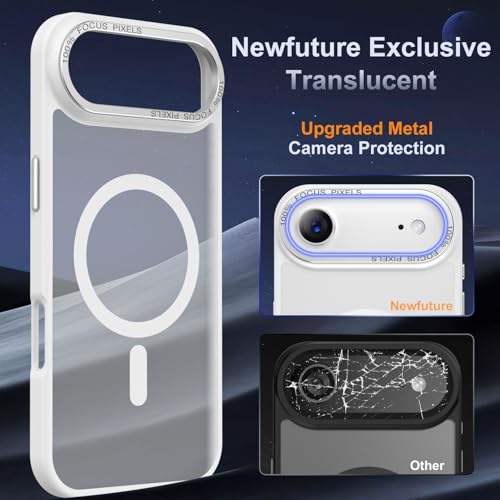 Newfuture Magnetic for iPhone Air Case Matte Shockproof, Frosted White | Military Drop Protection, Slim Matte Anti-Fingerprint, Compatible with Magsafe, Camera Guard, Translucent Protective Cover - color: Frosted White, size: iPhone Air 6.5 inch
