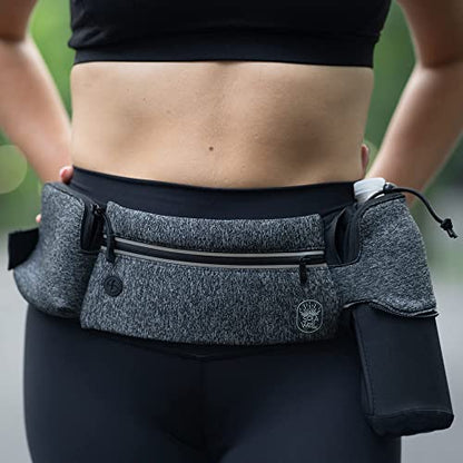 Running Belt with Water Bottle Holder Waist Bag Extender Grey - color: Grey