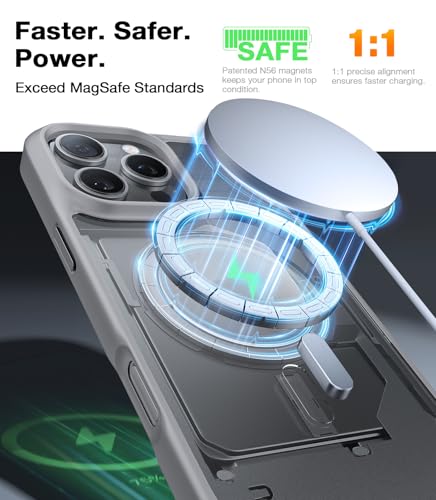 TORRAS Stronger Magnetic for iPhone 16 Pro Case, Translucent Titanium Gray | Compatible with MagSafe, Military Grade Drop Protection, Shockproof Airbag, Camera Control, Color Button, Slim Anti-Scratch - color: Natural Titanium Gray
