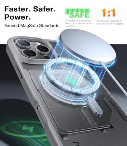TORRAS Stronger Magnetic for iPhone 16 Pro Case, Translucent Titanium Gray | Compatible with MagSafe, Military Grade Drop Protection, Shockproof Airbag, Camera Control, Color Button, Slim Anti-Scratch - color: Natural Titanium Gray