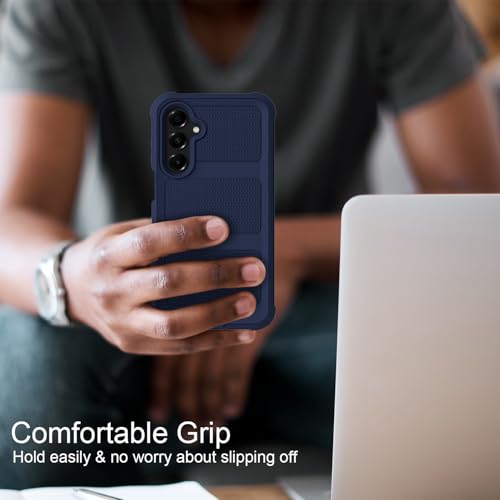 for Samsung Galaxy A16 5G Case with 2 Pack Tempered Glass Screen Protector, [Holster Series] Belt Clip Hard Tough Heavy Duty Rugged Shockproof Protective Cell Phone Case (Dark Blue) - color: Dark Blue