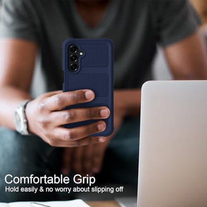 for Samsung Galaxy A16 5G Case with 2 Pack Tempered Glass Screen Protector, [Holster Series] Belt Clip Hard Tough Heavy Duty Rugged Shockproof Protective Cell Phone Case (Dark Blue) - color: Dark Blue