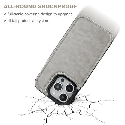 ONETOP for iPhone 16 Pro Wallet Case with Credit Card Holder,Gray | Kickstand,ID/Cash Holder,Case Wallet with Card Slots,Double Magnetic Clasp,Durable PU Leather Shockproof Cover for Women Men - color: Gray