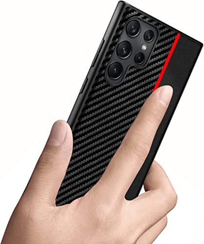 for Samsung Galaxy S23 Ultra Case: Red | Slim Thin, Carbon Fiber Classic Pattern Design, Soft Hybrid TPU Bumper, Shockproof Protective Cell Phone Cover - color: Red