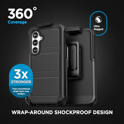 Encased Belt Case for Samsung Galaxy S25 FE with Screen Protector and Holster Clip, Full Body Rugged Cover (for FE 2025) - size: S25 FE