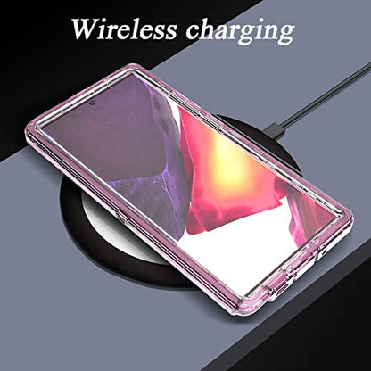 YmhxcY Galaxy Note 20 Ultra Case - 3 Layer Drop Protection, Shockproof Silicone, Transparent Pink - color: Transparent pink