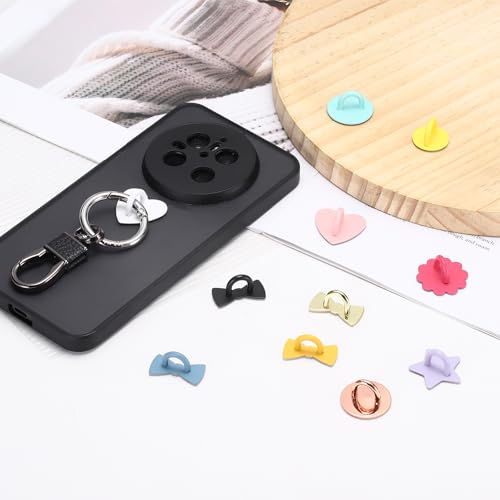 12Pcs Phone Ring Holder (0.7 Inch) - Adhesive Round Shaped Phone Finger Grip Hook Smartphones Keychain Ring Charm Loop for DIY Tablet Case Accessories, Dark Green - color: Dark Green