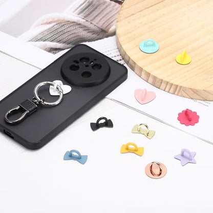 12Pcs Phone Ring Holder (0.7 Inch) - Adhesive Round Shaped Phone Finger Grip Hook Smartphones Keychain Ring Charm Loop for DIY Tablet Case Accessories, Light Blue - color: Light Blue