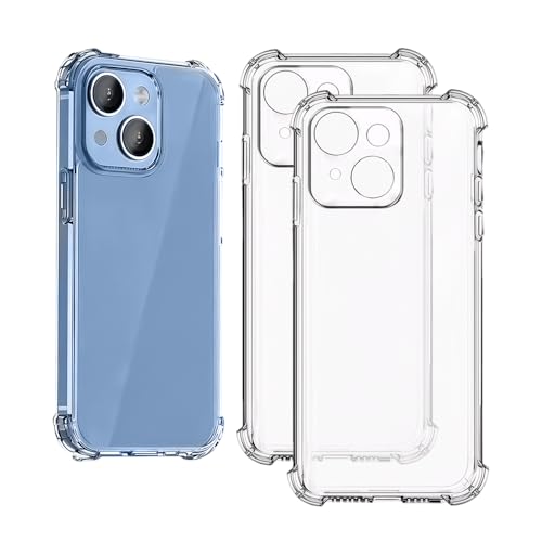 2Pcs Transparent Shockproof Bumper Cover Ultra Protective TPU Clear Case for iPhone 14Pro，6.1inch