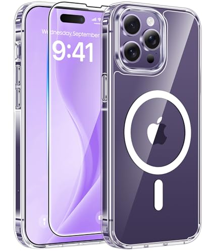 FNTCASE for iPhone 14 Pro Max Case: [Compatible with Magsafe] [Screen Protector] Anti Yellowing Transparent Clear Magnetic Phone Cover - Military Grade Shockproof Drop Proof Protective Cases - Clear - color: Clear, size: Iphone 14 Pro Max (6.7 Inch)