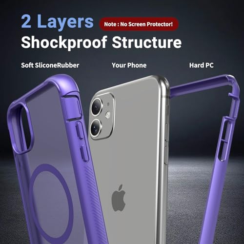 jaroco Magnetic for iPhone 11 Case Heavy Duty Protection Dark Purple | Compatible with MagSafe,Military Grade Drop Protection,Translucent Matte,Non-Slip,Shockproof 2-Layer Durable Bumper Case - color: Dark Purple, size: iPhone 11