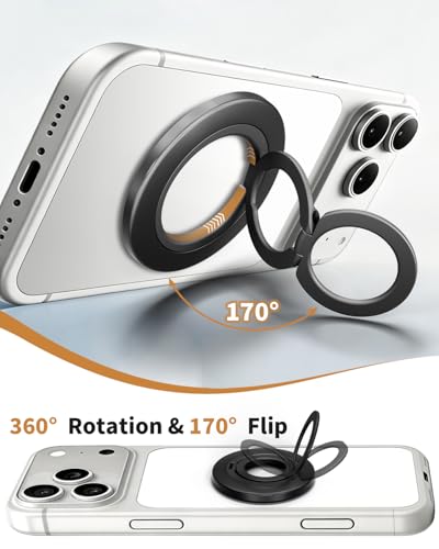 Ultra-Thin Magnetic Phone Ring Holder Grip for Magsafe Accessories - color: Black