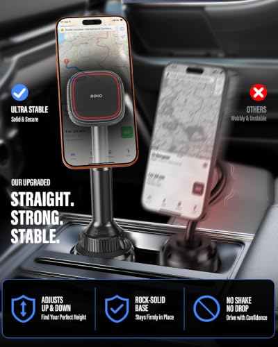 Cup Holder Phone Mount for MagSafe, Strong N55 Magnetic Hold, 360° Rotation - color: Black & Red-Magsafe