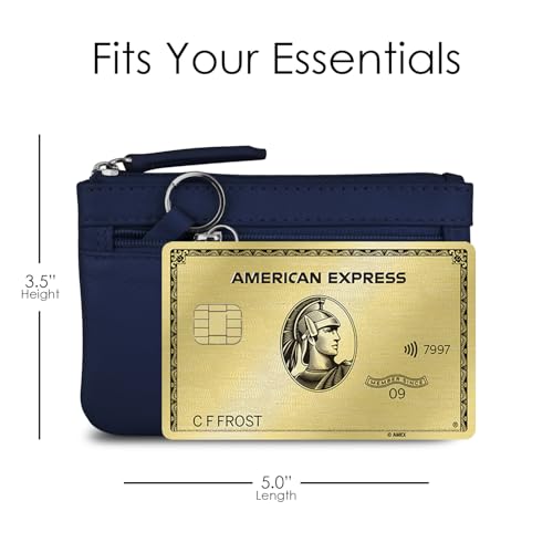 ili New York Leather Mini Compact Coin Purse - Classic Navy - color: Classic Navy