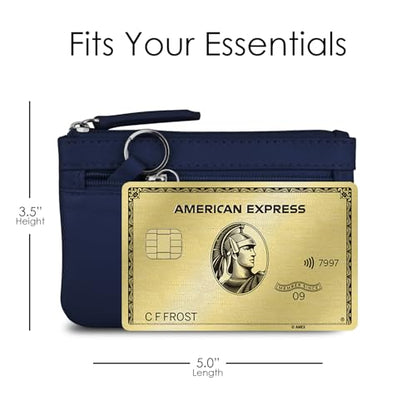 ili New York Leather Mini Compact Coin Purse - Classic Navy - color: Classic Navy