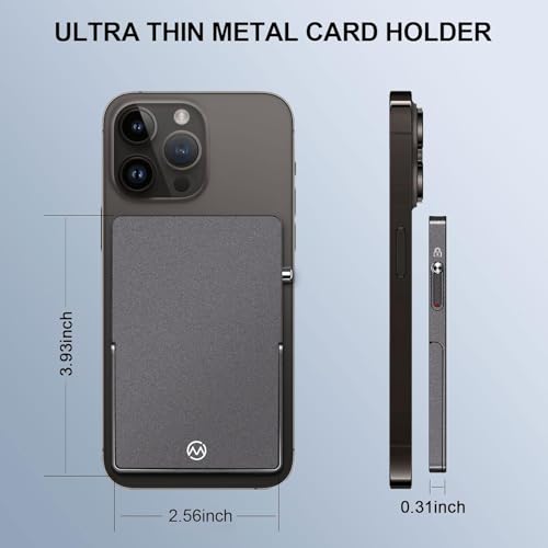 Magnetic Phone Wallet with Adjustable Stand,Pop up Phone Card Holder Quick Access to Bank/Credit Cards, 3.93 * 2.96 * 0.31 Inches Compact Metal Case with RFID Blocking Protection (Space Grey) - color: Space Grey