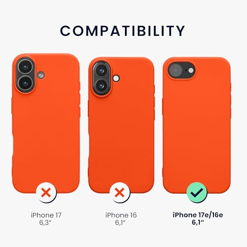 kwmobile Case Compatible with Apple iPhone 17e / iPhone 16e Case - Soft Slim Protective TPU Silicone Cover - Neon Orange - color: neon orange