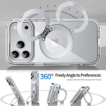 Privacy Case for iPhone 17 Pro Max with 360°Stand [Built-in Anti Peeping Screen Protector] [Magnetic Ring ] Full Body Protective Phone 17Pro Cover 6.9", Clear