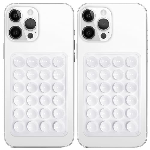 Anteel 2 Pack Silicone Suction Phone Case Mount, Non Slip Sticky Grip for Cellphone, Silicon Adhesive Suction Cup Mount, Strong Grip Holder for Selfies and Videos (White) - color: White