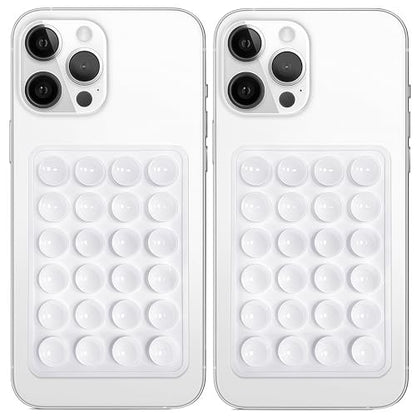 Anteel 2 Pack Silicone Suction Phone Case Mount, Non Slip Sticky Grip for Cellphone, Silicon Adhesive Suction Cup Mount, Strong Grip Holder for Selfies and Videos (White) - color: White